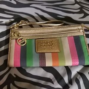Coach Poppy Striped Wallet Wristlet